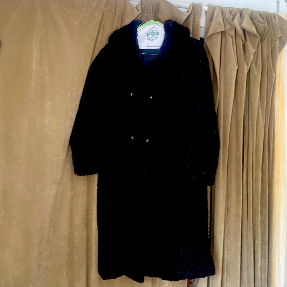 Black Persian lamb coat with mink collar